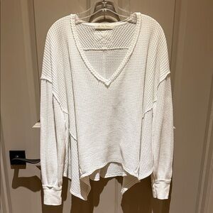 We The Free Cream Waffle Knit Top